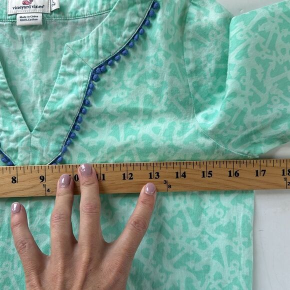 Vineyard Vines Girls Anchors Print Pom Pom 3/4 Sleeve Tunic Top Cover Up Size L - Picture 11 of 14